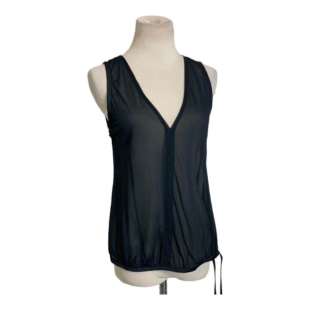 Versace black v neck sleeveless sheer blouse size 44 -US 8